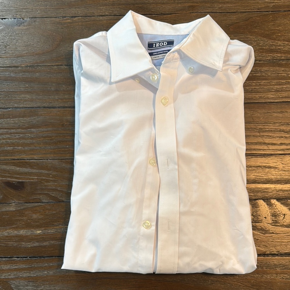 Izod White Dress Shirt Classic Long-Sleeve